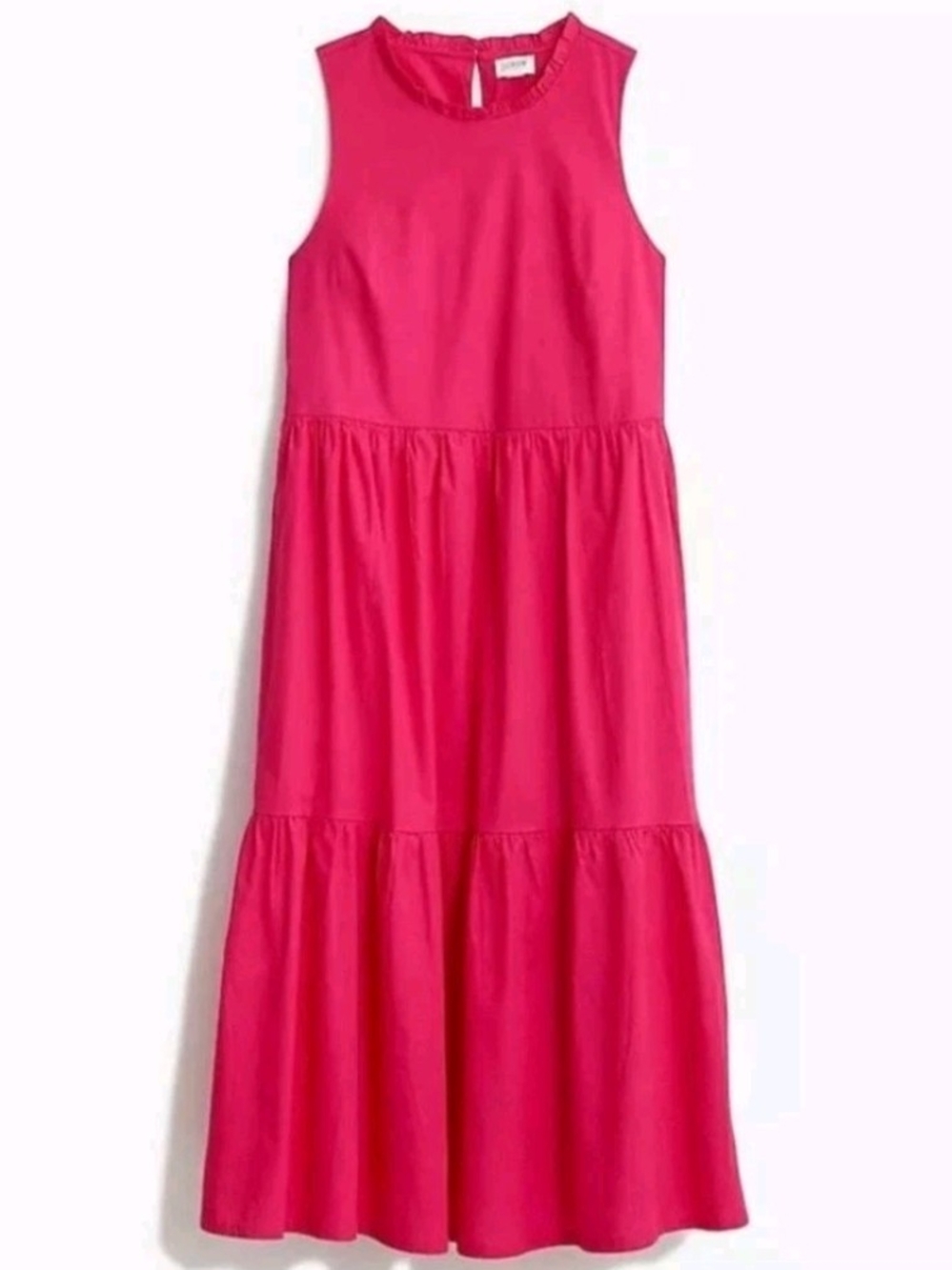 J. Crew Pink Sleeveless Tiered Maxi Dress Cotton